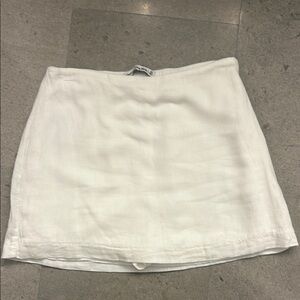 Abercrombie & Fitch linen mid rise skort in white XS